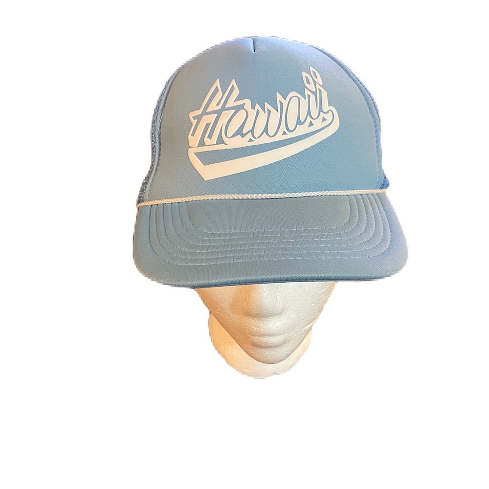 Hawaii Trucker Hat Adult Snapback One Size Blue Mesh Rope Baseball Cap Retro